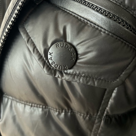 RUDSAK woman’s Black Puffer Coat with Fur Hood - Picture 9 of 13